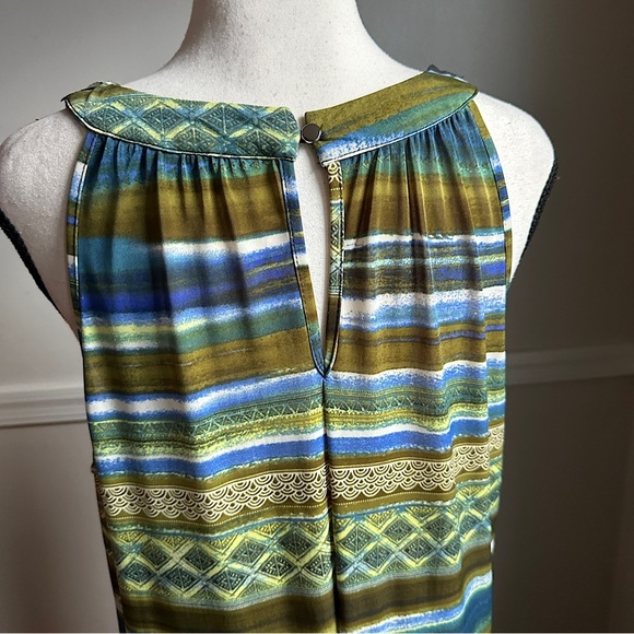 Mlle Gabriel Maxi Dress Bead Embellished Keyhole Neckline Flowy Stripe Print - Picture 15 of 17